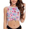 WOWENY Tankini Top da donna singolo, costume da bagno con coppe sexy, bikini push up crop top (solo tankini top, Leopardo, XL