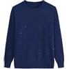 YONGHONGKEJI Maglione Lavorato A Maglia per Mezza età E Anziani Maglione Lavorato A Maglia per Vecchie Signore Pullover con Griglia di Diamanti E Strass Scollo Rotondo Maniche Lunghe Felpa Leggera