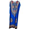 Kiran Fashion Kaftano lungo lungo in cotone viscosa abito estivo Dashiki africano copertura da spiaggia, Blu, Taglia unica