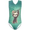Kuiaobaty Costume da bagno estivo per bambina, costume intero per spiaggia, piscina, costume da bagno per bambini, Bradipo, 9-10 Years