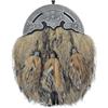 Kilt Mania Abito scozzese lungo Kilt Sporran con pelliccia marrone e cardo argento anticato, accessorio tradizionale Highland formale da uomo, cintura Sporrans in pelle