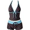Generico Set Bikini da Donna, Completo da Due Pezzi Costume da Bagno Tankini Fascia da Collo con Scollo all'Americana e Slip a Vita Alta, per Spiaggia, Vacanze, Feste in Piscina (3-Light Blue, M)