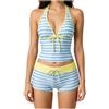 Generico Set Bikini da Donna, Completo da Due Pezzi Costume da Bagno Tankini Fascia da Collo con Scollo all'Americana e Slip a Vita Alta, per Spiaggia, Vacanze, Feste in Piscina (2-Sky Blue, M)