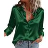 Zeagoo Camicia Donna in Raso Elegante Blusa Scollo a V Seta Camicetta Verde S
