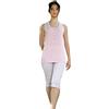 Leo Corsetteria Pigiama Donna Pinocchietto Cotone Senza Manica Smanicato Pantalone Pinocchietto Bianco Rosa Taglia M