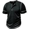 MakingDa Maglietta da Uomo Button Henley Collar Cuciture Contrastanti Henley Shirt Slim Fit Vintage Leggero Tennis Smart Tee Top Sport Basic Casual Estate Shirts Nero L