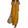 Azruma Abito Donna Estivo Prendisole Donna Vestito Cerimonia Estate Monocolore Collo Flying Sleeve Vestito Midi Oscillante Spiaggia Boho Festa Vita Alta per Vacanze