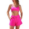SHEKINI Costume da bagno da donna, set di 2 pezzi, bikini con reggiseno bralette e slip a vita alta con tasche, Rosa caldo, S