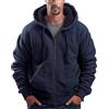Zerenfy Felpe con Cappuccio da Uomo in Pile Sherpa Pesante Foderato Felpa con Zip Intera Cappotti Invernali Spessi con Cappuccio Giacca Calda, Navy, Medium