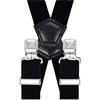Decalen - Bretelle da uomo larghe 4 cm con 4 clip in metallo molto resistenti, taglia unica, regolabili ed elastiche, stile ad X, Nero , Taglia unica