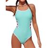 JiAmy Costume intero da bambina con gonna traforata, protezione UV, costume da bagno per bambini con spalline regolabili, costume da bagno per ragazze 7-14 anni (140-165), turchese, 7-8 Anni