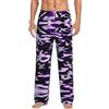 DUWAA Pantaloni da notte leggeri da uomo con stampa mimetica americana viola pigiama pantaloni da notte rilassati coppia pigiama pantaloni da notte, Nero , XXL