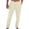 LVCBL Pantaloni Lino Uomo Estate Casual Loose Fit Gamba Dritta Taglia Elastico per Viaggi e Tempo Libero