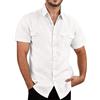 Aoouekul Camicia in lino da uomo in cotone, a maniche corte, per il tempo libero, per uomo, in lino, a maniche corte, bianco, 5XL