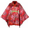 Generic Kimono corto da donna, sexy, da adulto, con stampa di Yukata, con cintura, 14# Rosso, Taglia unica