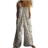 Gienslru Salopette Donna Estiva in Lino 2026 Tuta Intera Boho Chic Stampa Pantaloni Gamba Larga Jumpsuit Baggy Mare e Vacanza Vintage Curvy Taglie Forti con Tasche (S,18)
