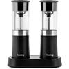 Huslog Macina Sale e Pepe Elettrico Gravity con Base di Ricarica USB-C, Grossolanità Regolabile, Contenitore 100 ml, Uso con una Mano, Risparmio Energetico, con Spazzola di Pulizia, Nero