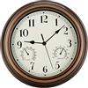 Rsobl SecreShow, orologio da parete per interni ed esterni, impermeabile, con combinazione di temperatura e umidità, funzionamento a batteria, senza ticchettio, orologio da parete silenzioso