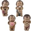 DRW Set di 4 angioletti per bambini con occhi chiusi cuore colomba, stella e preghiera in resina dipinta a mano, 11 cm