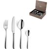 Amefa OXFORD - Set di posate per 6 persone, 24 pezzi, in acciaio INOX 18/10, lucido, lavabile in lavastoviglie, con portaposate di alta qualità, effetto legno