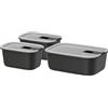 Mepal - Contenitore per alimenti EasyClip - Barattolo con coperchio e chiusura a scatto - Adatto per microonde, forno a vapore, frigorifero e congelatore - 2 x 450 ml + 1000 ml - Nordic black