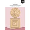 Vaessen Creative Fustelle Set-Cerchi & Quadrati-14 Pezzi da 1 x 1 cm a 7 x 7 cm-Accessori per Fai Da Te, Lavori di Carta e Decorazioni-con Mini Macchine da Taglio e Embossing, Oro, 11 Unità