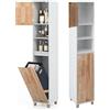 LIFEZEAL Mobile Lavenderia, Mobile Bagno con Portabiancheria, Cesto Biancheria Sporca Rimovibile con Armadietto, Colonna Alta, Stretta, Salvaspazio, Moderno, 31x32x170,5cm, Armadio con Ripiani, Legno