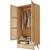 Azkoeesy Armadio a 2 Ante in Rattan, 90×45×183 cm, Natural | Asta Metallica, Alta Traspirabilità, Base Ribaltabile Multiuso, Ideale per Camera da Letto e Soggiorno