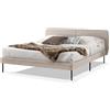 EVERGREENWEB MATERASSI & BEDS EVERGREENWEB - Letto Matrimoniale con Materasso 140x200 alto 20 cm in Waterfoam Flex, Base Letto 12 Doghe in Legno + 2 Cuscini in Fiocco Memory, Testata Quadrata Stondata, Rivestimento Tessuto Beige