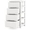 KOMFOTTEU Cassettiera con 4 Ruote a 4/5/6 Cassetti, Carrello Portaoggetti in Plastica, Carrellino Salvaspazio per Bagno, Cucina, Soggiorno, Camera da Letto, Bianco (4 Cassetti)