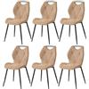 GrandCA HOME set di 6 Sedia da Pranzo in lino, Sedie sala da pranzo con Schienale, Sedia Ergonomica con Gambe Metalliche, Cuscini in Tessuto a Rombi, Sedia in stile nordico,Kaki