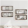Tonture 4 scaffali a cubo, in legno di rovere affumicato, 60 x 15 x 23 cm, mensole sospese, per soggiorno, camera da letto, cucina, ufficio, salvaspazio