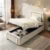 BIYFSDS Letto baule 90 x 200 cm, con contenitore idraulico, letto matrimoniale imbottito