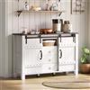 NADEUSAK Bar-caffè a buffet in legno bianco rustico, 80 × 120 cm, ante scorrevoli + 3 cassetti, spazio di archiviazione (cucina, sala da pranzo e soggiorno)