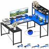 Homieasy Scrivania Gaming ad Angolo a U e L con Prese, LED e Libreria