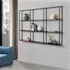 [en.casa] Scaffale da Parete in Ferro con 9 Scomparti Libreria Sospesa Mobile Espositore da Muro Design Industriale con 3 Ripiani 130 x 18 x 110 cm Nero