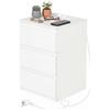 Liink1Ga Cassettiera Camera da Letto in Legno Bianca Larghezza 40 cm Cassettiere Bianche 3 Cassetti&Multipresa/Comodino Cassettiera e Credenza Bianco per Ufficio Soggiorno Corridoio Mobili/40x35x60CM