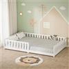 ML DESIGN modern living ML-Design Letto Basso per Bambini e Bambine 120x200 cm, Bianco, in Legno di Pino Massiccio, con Rete a Doghe e Protezione Anticaduta, Giroletto Singolo per Giovani, Lettino Montessori per Ragazzi