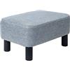 IBUYKE Poggiapiedi Piccolo, Pouf in Tessuto di Lino, Ottomana Rettangolare con Seduta Imbottita Gambe in Legno di Pino e Imbottite, Grigio Chiaro RF-BD214-D
