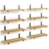 BAKAJI Set 8 Mensole da Parete in Legno con Staffe in Metallo, Scaffali da Muro Resistenti, Scaffalatura Organizer Salvaspazio Design Minimal e Accessori di Montaggio, 40 x 15 x 1,5 cm (Rovere e Nero)