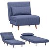 EVERGREENWEB MATERASSI & BEDS EVERGREENWEB Poltrona Letto Singolo con Cuscino Imbottito INCLUSO, Tessuto Blu, Divano 1 Posto Salvaspazio Pieghevole, Pouf Poggiapiedi, Comodo Schienale Regolabile Clic Clac, Gambe in Legno, FOLDY