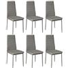 Drumm Sedie per sala da pranzo Set di 6,Dining Chairs Moderne,Sedie da pranzo con schienale alto, finto leather, gambe in metallo, sedile imbottito spesso (6, grigio)