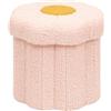 Bonlife Ottoman con coperchio in Bouclé Fiori, Poggiapiedi pieghevole dolce, Piccola scatola portaoggetti per soggiorno, cameretta dei bambini, spazio piccolo, Rosa, 32x32x29cm