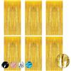 FiveMileBro 6 Tende Metalliche Argento, Frangia Tende Festa Brillantini per Decorazioni, Foil Tenda Scintillante, Adatto per Feste, Compleanni, Matrimoni, Halloween, Natale Decorazioni di Sfondo 1m*2m (Oro)