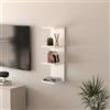 [en.casa] Mensola da Parete Sospesa con 4 Ripiani Scaffale Verticale a Muro Libreria Pensile per Libri Decorazioni Soggiorno Studio Ingresso 95x30x28 cm - Bianco
