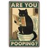 KONFEN Targa in Metallo Gatto retrò, Are You Pooping Vintage Targhe Metallo Artistica Metal Gatto Decorazione Divertente Sign per Parete Toilette Bar Casa Bagno 12 * 8 Pollici