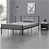 [en.casa] Struttura Letto 1 Piazza e Mezza 120x200 cm con Testiera e Pediera Letto da Stile Industriale in Acciaio - Nero