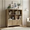 [en.casa] Credenza Bassa Scaffale con 3 Ante Push to Open e Scomparti Aperti Mobile Contenitore per Soggiorno Corridoio Studio Sideboard 102x98x30 cm Effetto Rovere Medio Chiaro