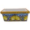 SICILIA BEDDA CAPACI Cassetta Vaso Rettangolare in Ceramica Caltagirone, Decoro Limoni su Fondo Blu, in Cinque opzioni Dimensioni - (1 unità) - 30 cm x 20 cm