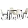 SIEDITI FUORI E DENTRO Set tavolo da pranzo e 4 sedie da sala da pranzo imbottite in velluto trapuntato, Tavolo da cucina rettangolare 120x70cm con top effetto marmo e gambe in metallo - Vasco e Laura (Panna)